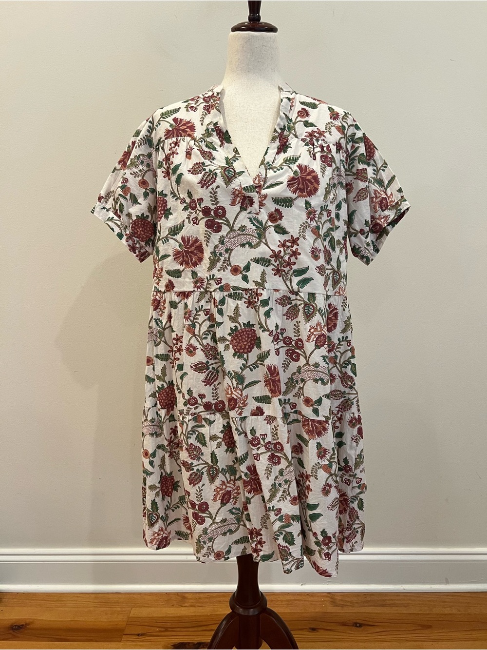 Fitzroy Willa Dress Womens Small Floral Cotton Shift Puff Sleeve Cottagecore